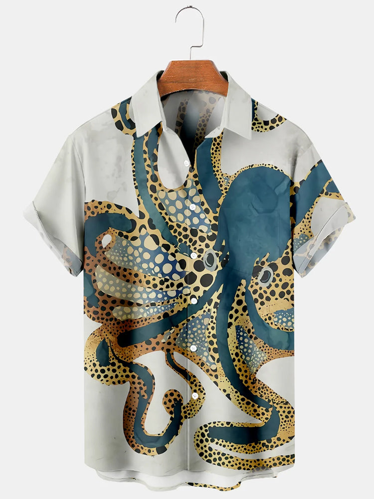 Fydude Men'S Octopus Printed Shirt
