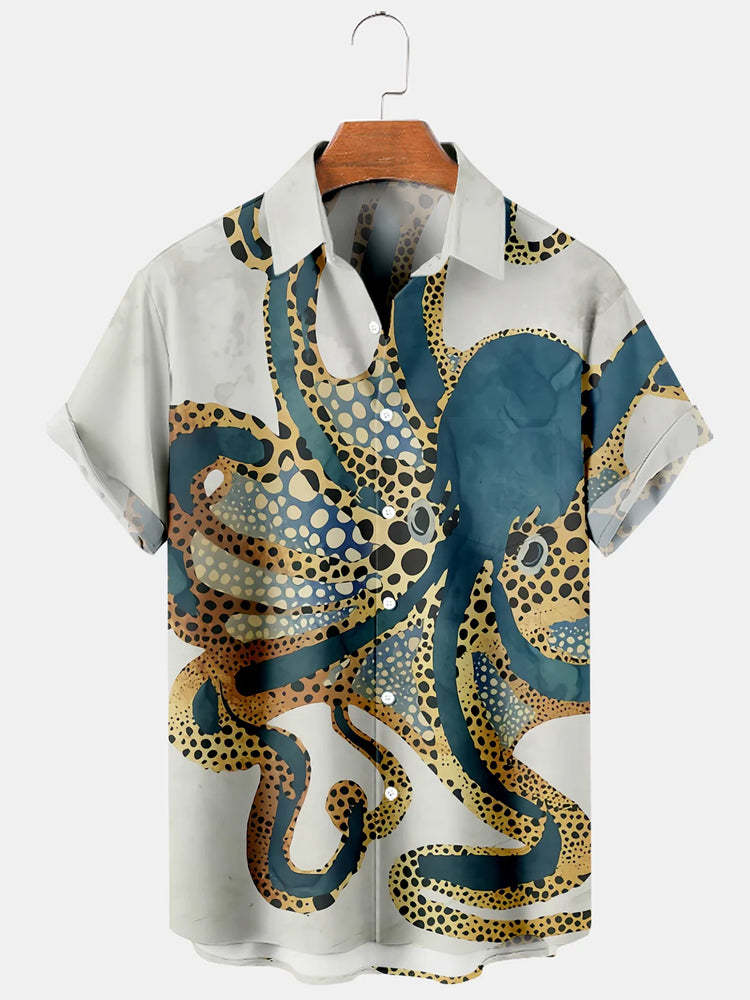 Fydude Men'S Octopus Printed Shirt