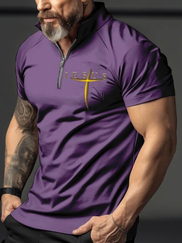 Men's faith cross graphic short-sleeved polo