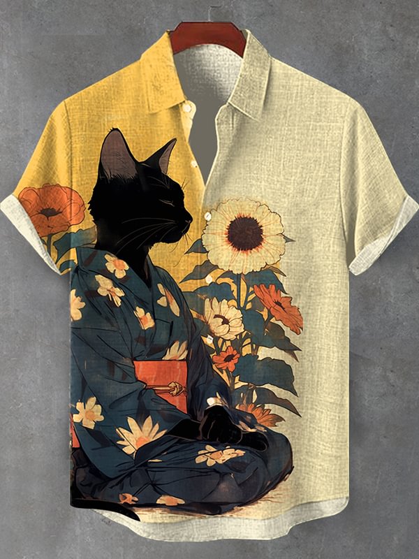 Men's Japanese Art Pattern Short Sleeve Shirt