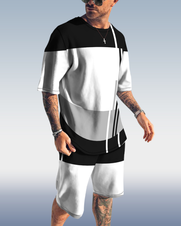 Men's spring and summer printed suit 009