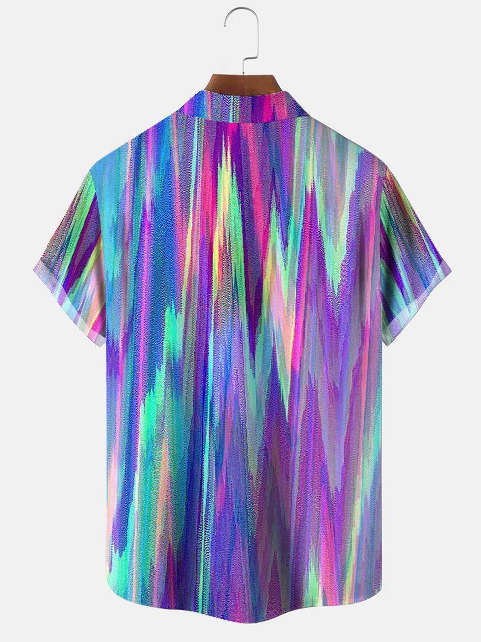 Men's geometric multi-color abstract casual short sleeved pocket shirt