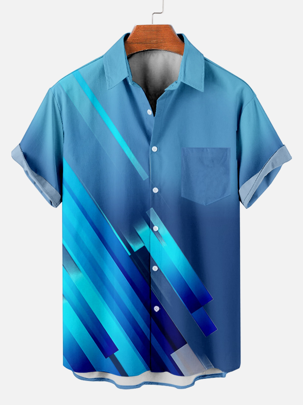 Men's Casual Contrast Color Short Sleeve Shirt