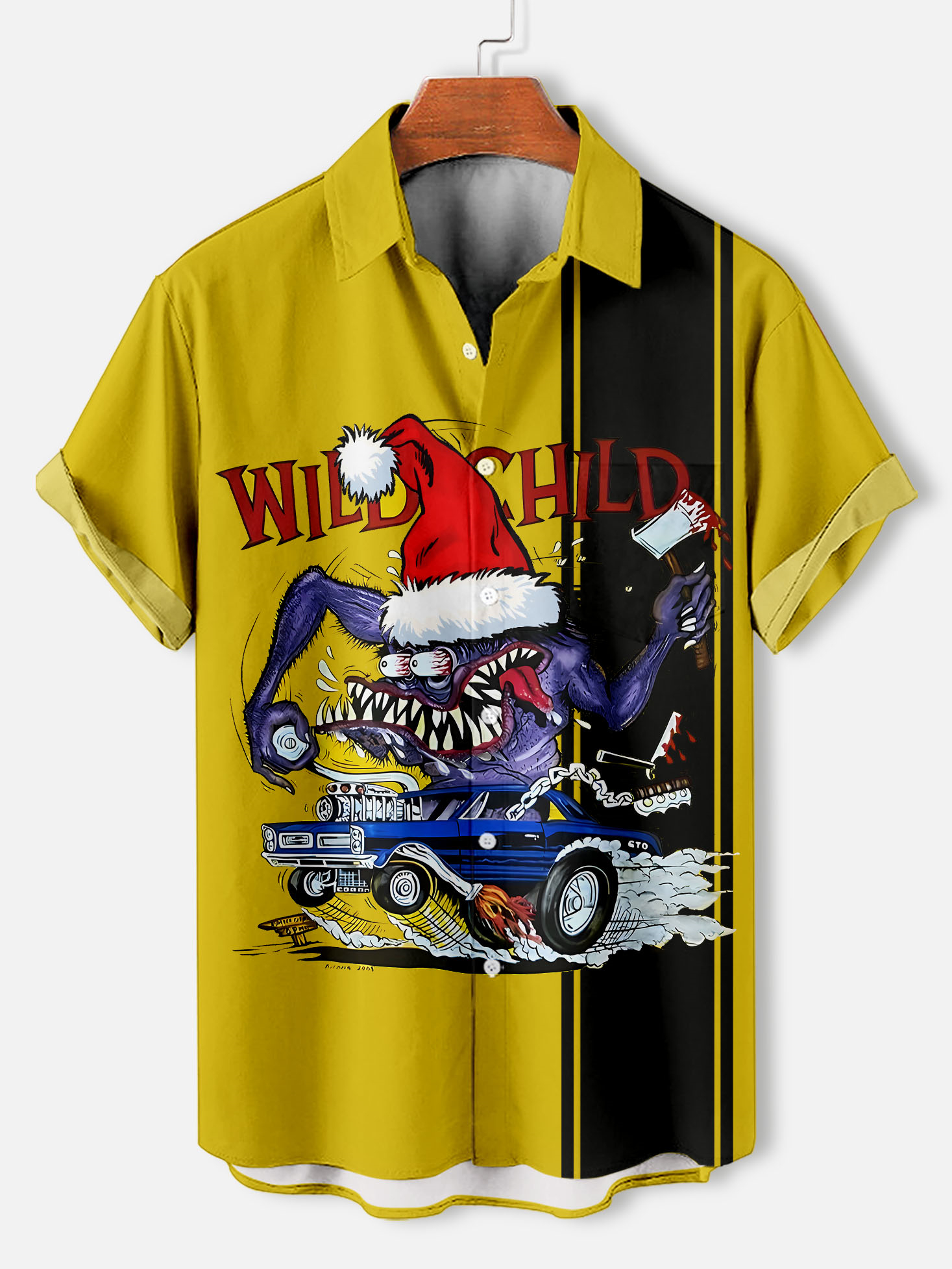Men's Christmas Cartoon Graphic Short Sleeve Shirt