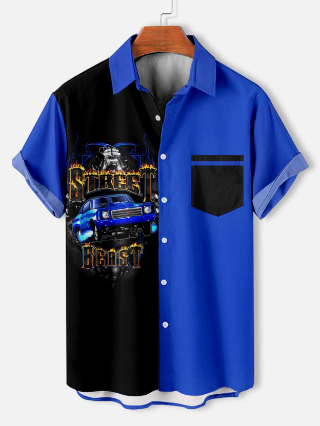 Men's Cartoon Car Graphic Short Sleeve Shirt