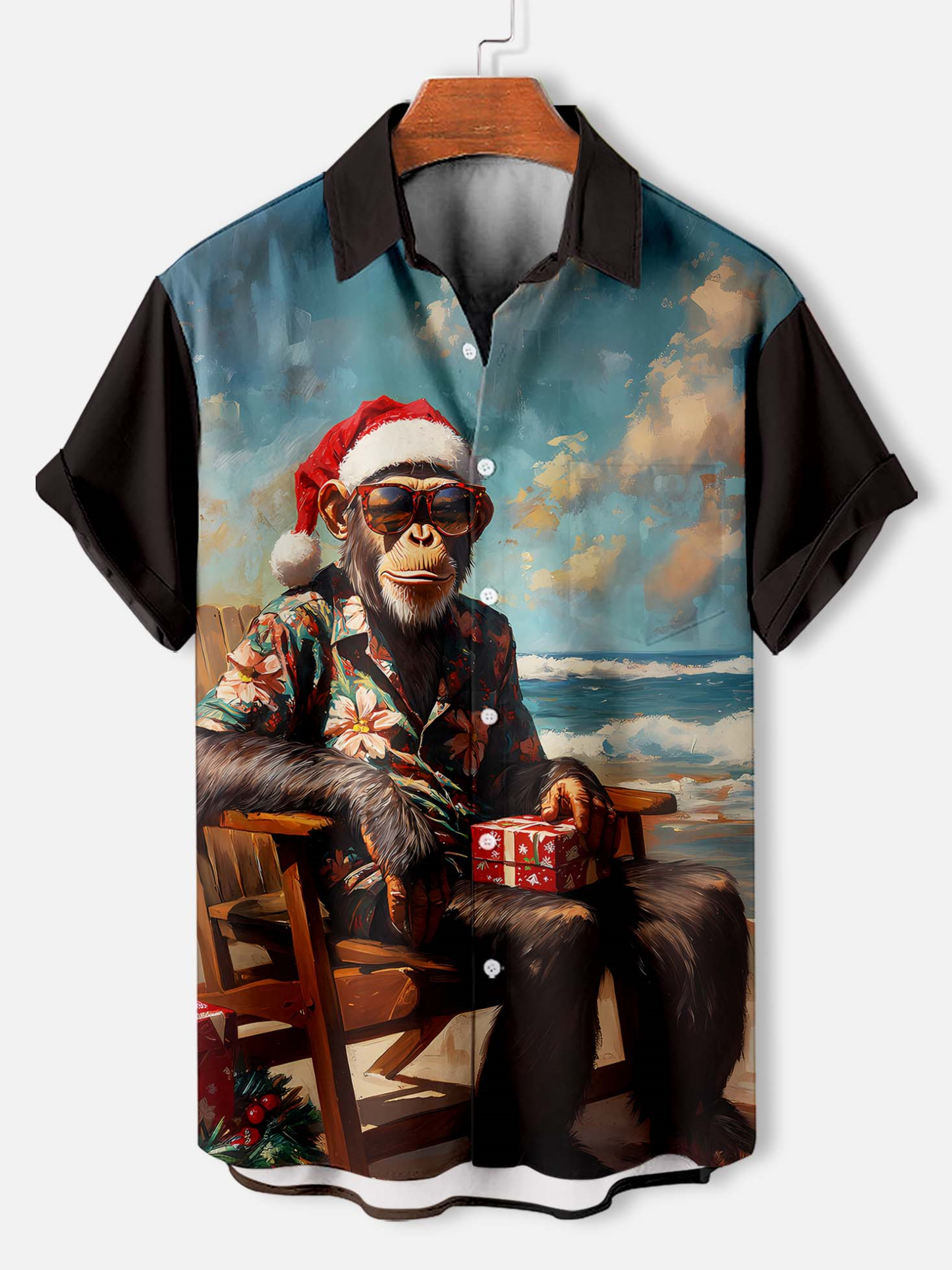 Men's Christmas Animal Graphic Short Sleeve Shirt
