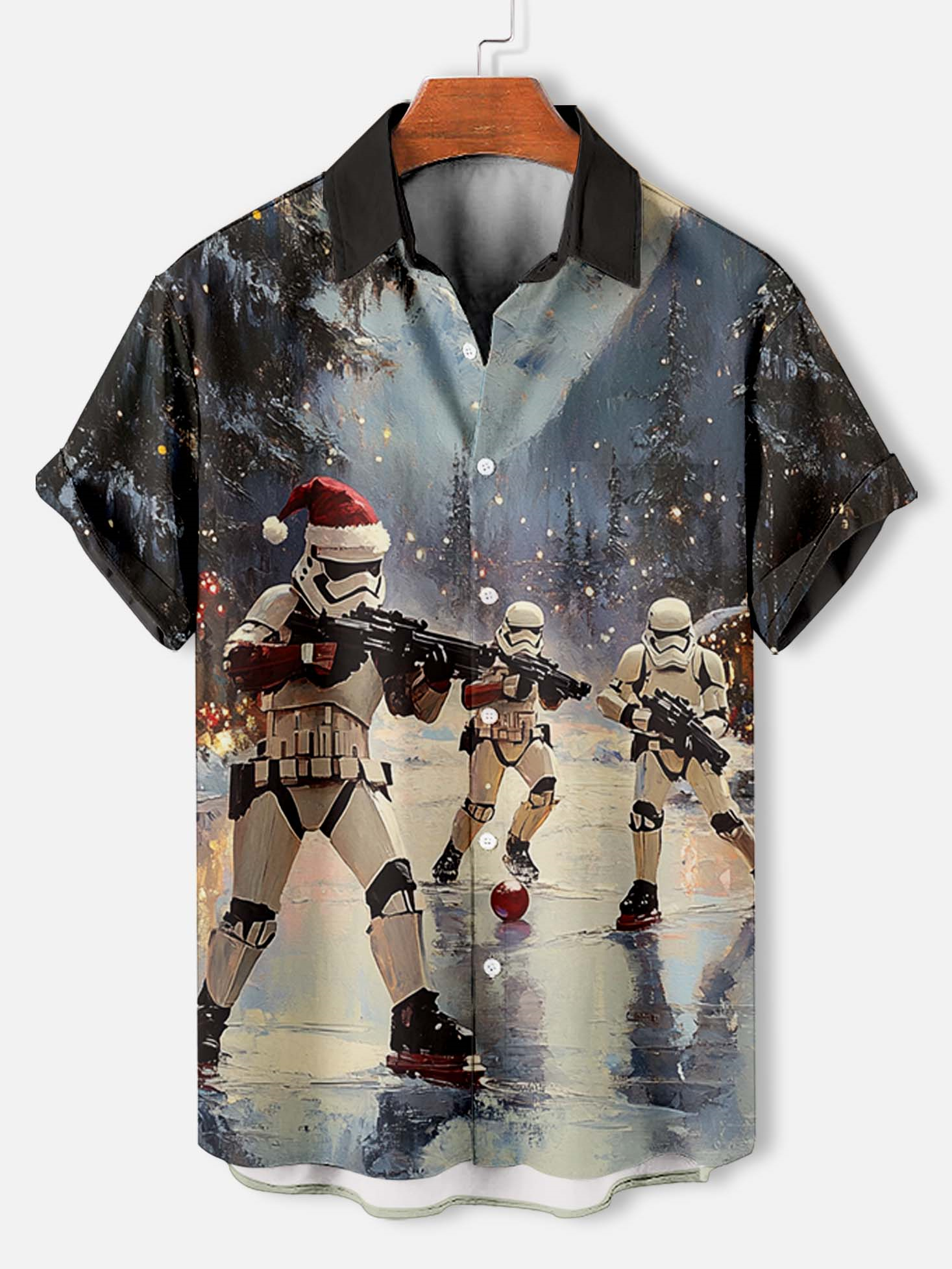 Men's Classic Movie Christmas Graphic Short Sleeve Shirt