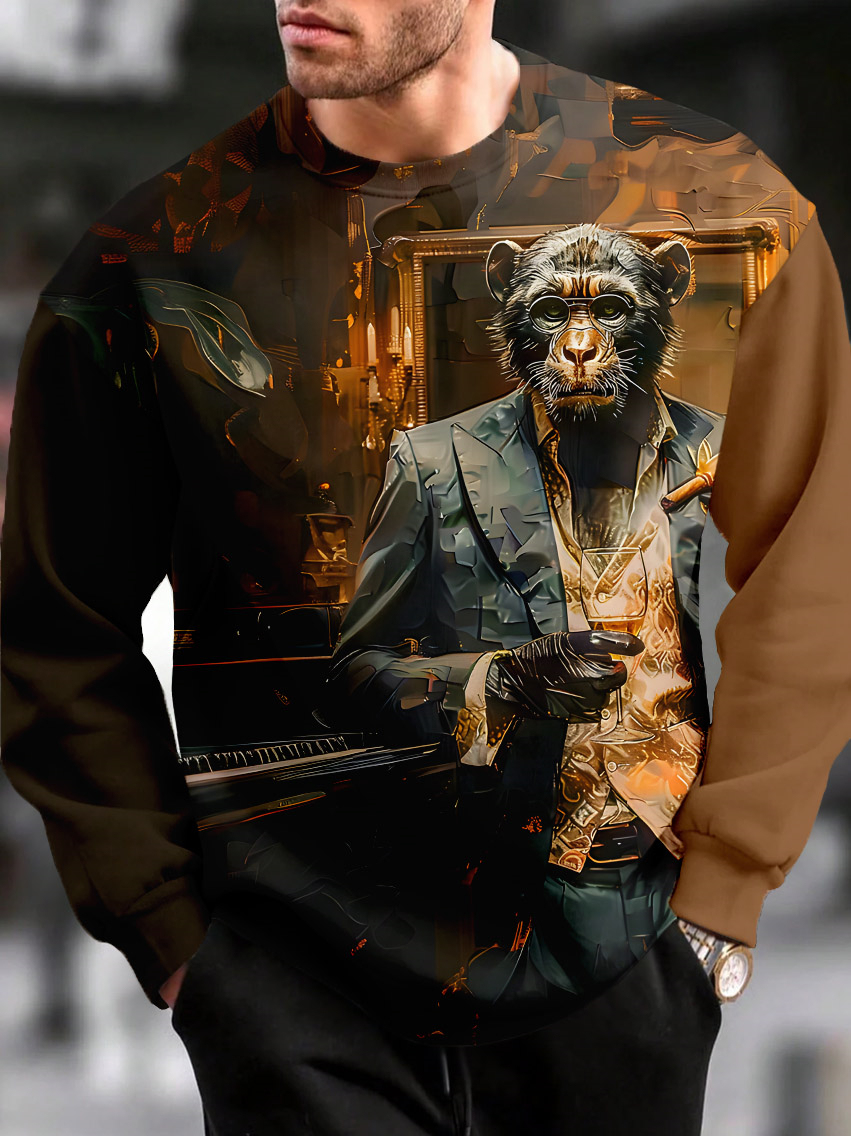 Men's Casual Classic Movie Graphic Long Sleeve Sweater
