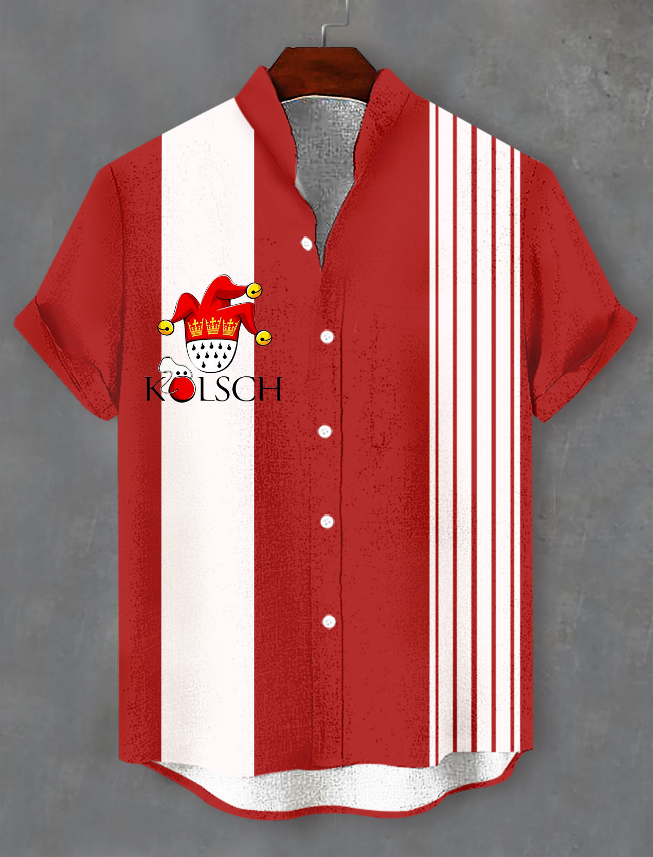 Men's casual cartoon fun illustration striped short sleeve shirt