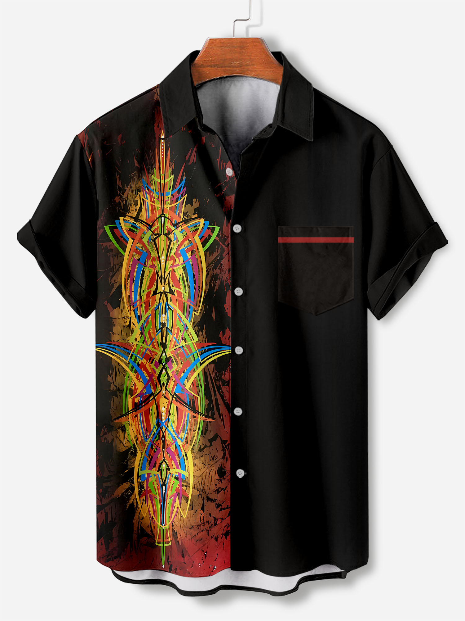 Men's retro cartoon car element short-sleeved shirt