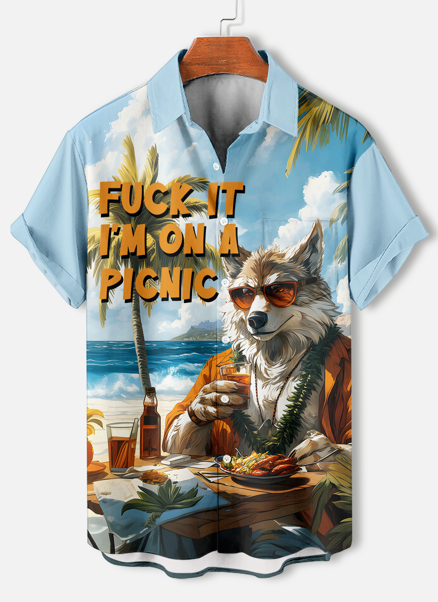 Men's funny cartoon animal slogan graphic short sleeve shirt