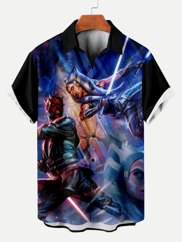 Reggae music skull pattern vacation casual short sleeved shirt