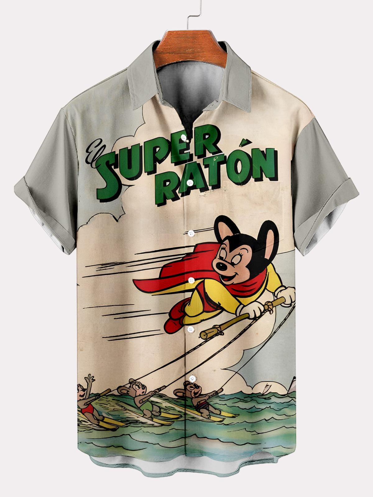 Classic Cartoon pattern short sleeved shirt