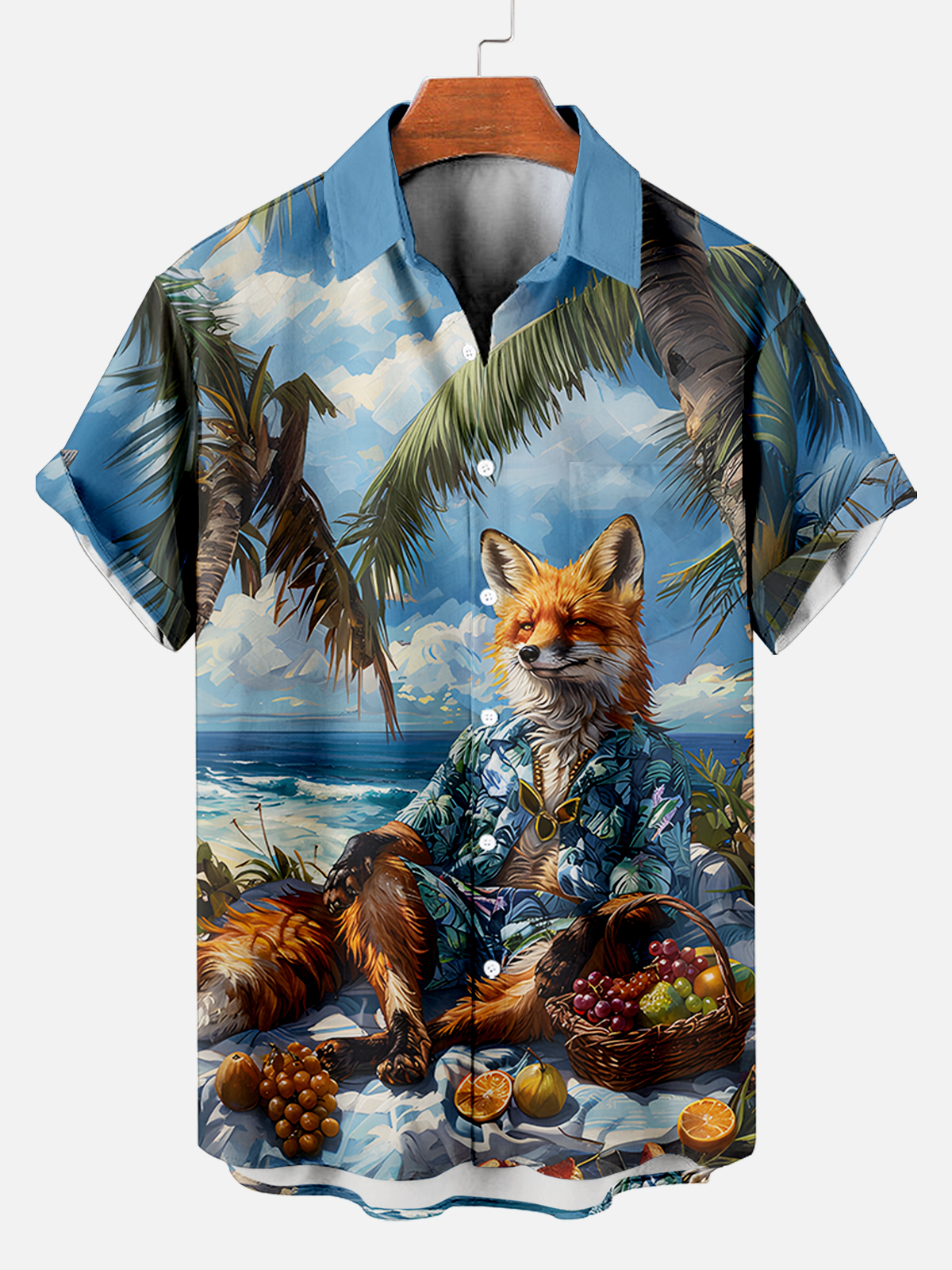 Stylish Blue Print Cotton Linen Shirt