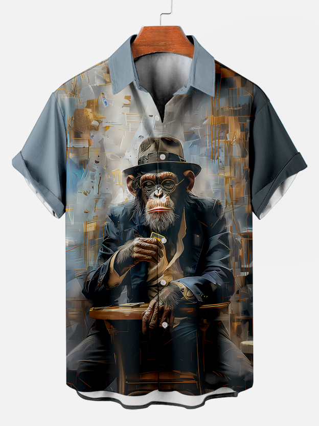 vintage animal print short sleeve shirt