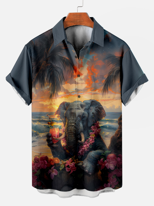 Hawaii Fashion Animal Graphic Short Sleeve Shirt