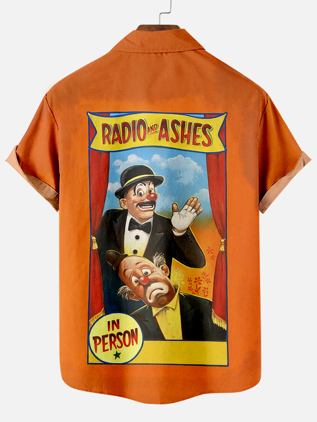 Men's Vintage Circus Pattern Casual Short Sleeve Shirt