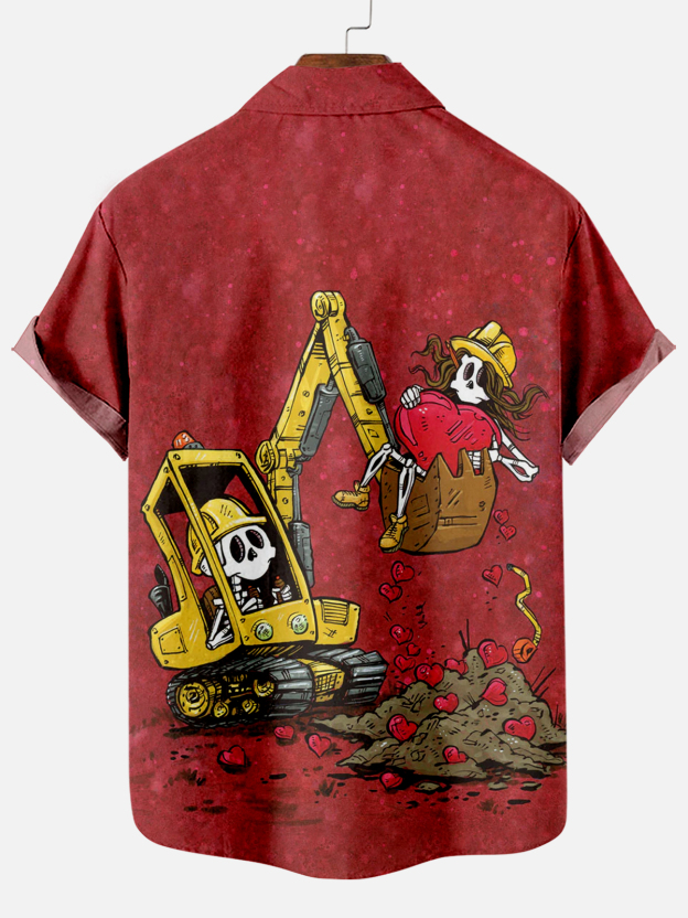 Men's Classic Day of the Dead Skull Graphic Short Sleeve Shirt