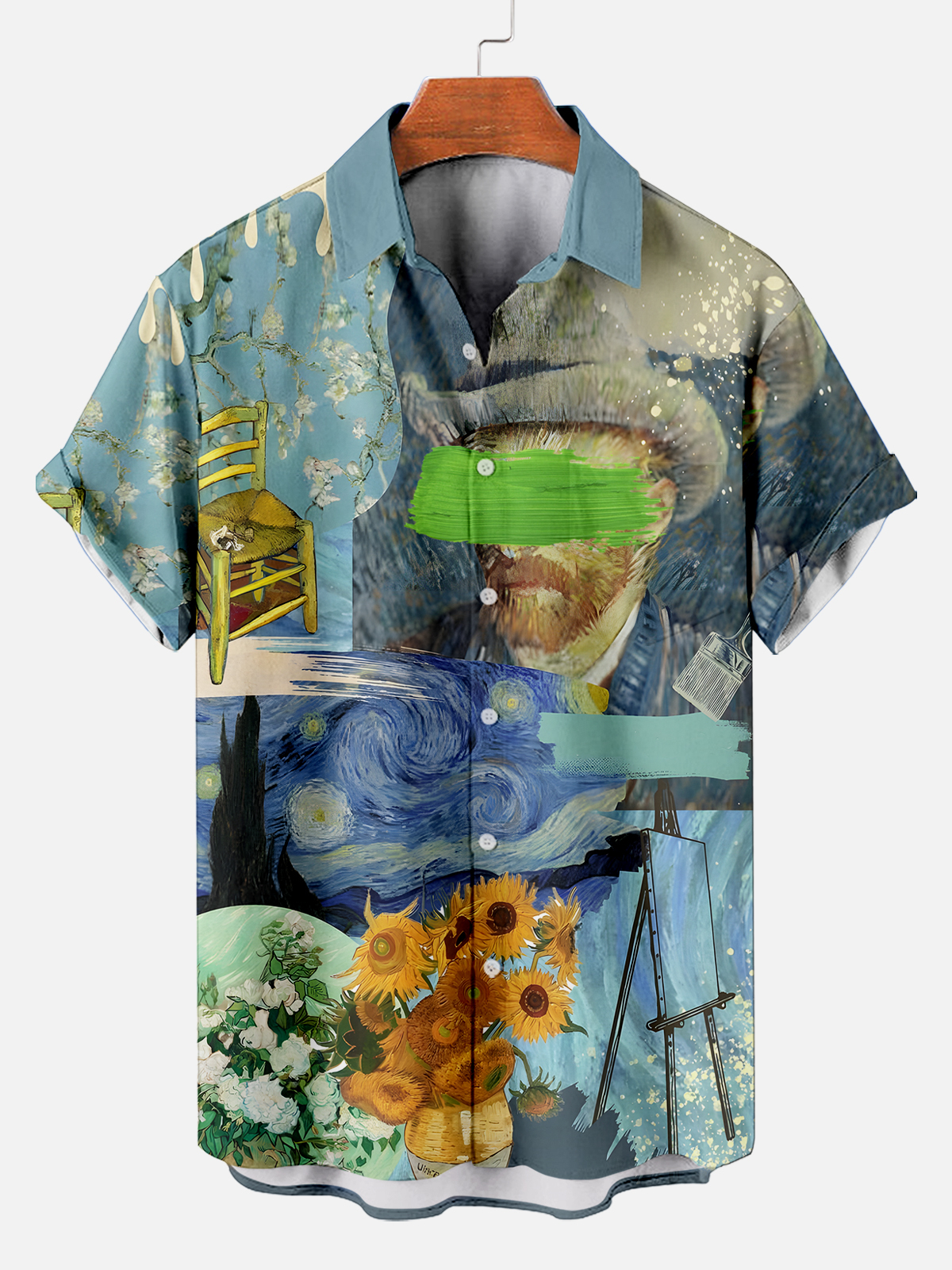 [Copy]Men's Vintage Witch Oil Painting Art Halloween Short Sleeve Shirt