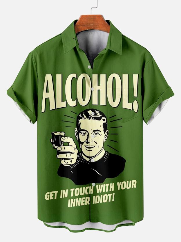 Men's Classic Green Monster Christmas Slogan Contrast Fun Short Sleeve