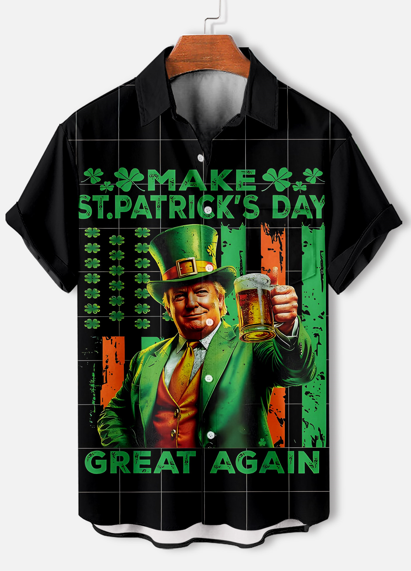 Men's Casual St. Patrick's Day Graphic Short Sleeve Shirt