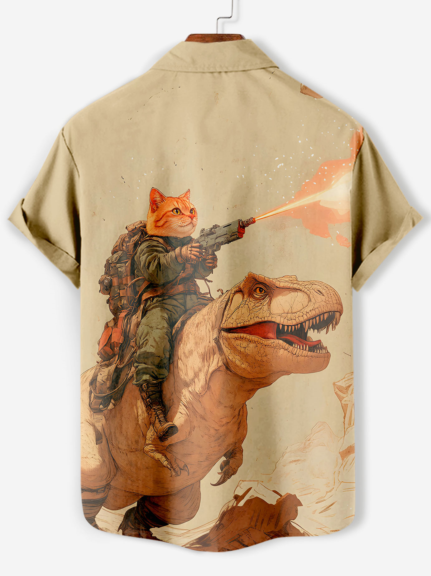 Men's Retro Cartoon Anime Cat Theme Short Sleeve Shirt