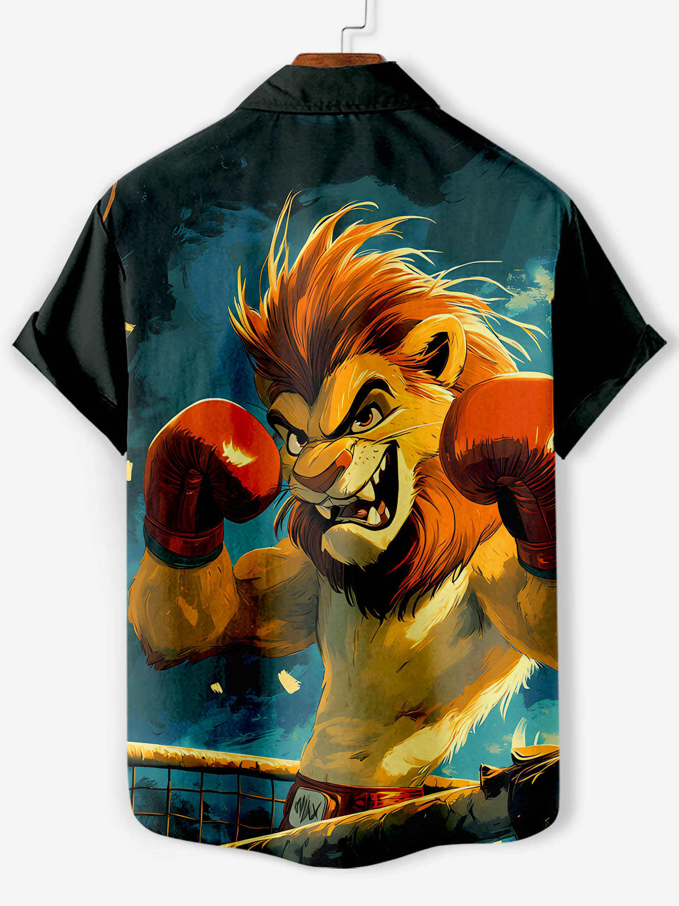 Men's Funny Animal Kung Fu Lion Graphic Short Sleeve Shirt