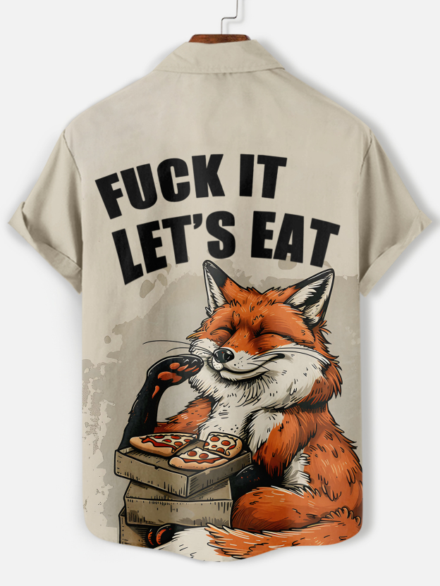 Men's funny cartoon animal slogan graphic short sleeve shirt