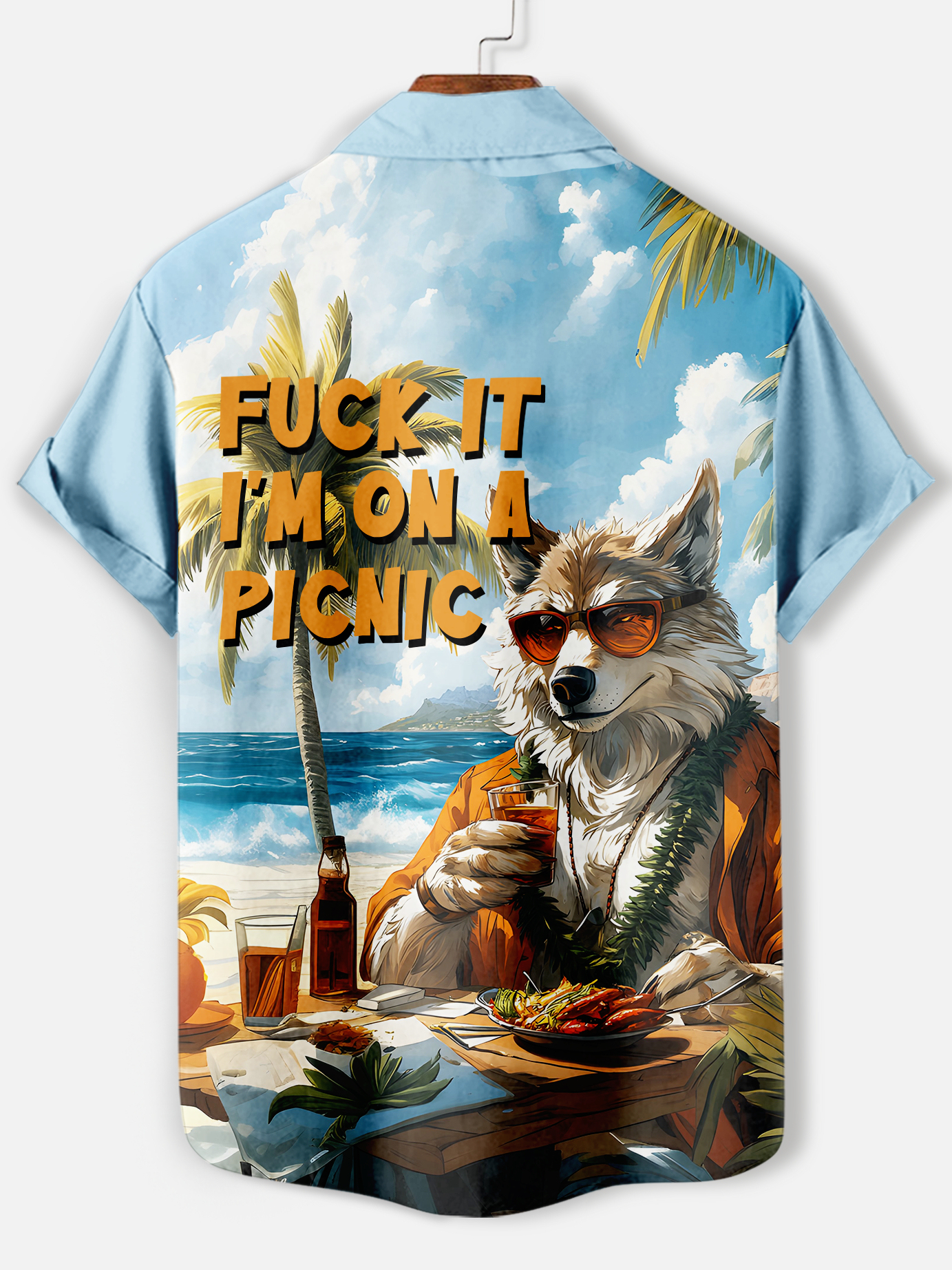 Men's funny cartoon animal slogan graphic short sleeve shirt