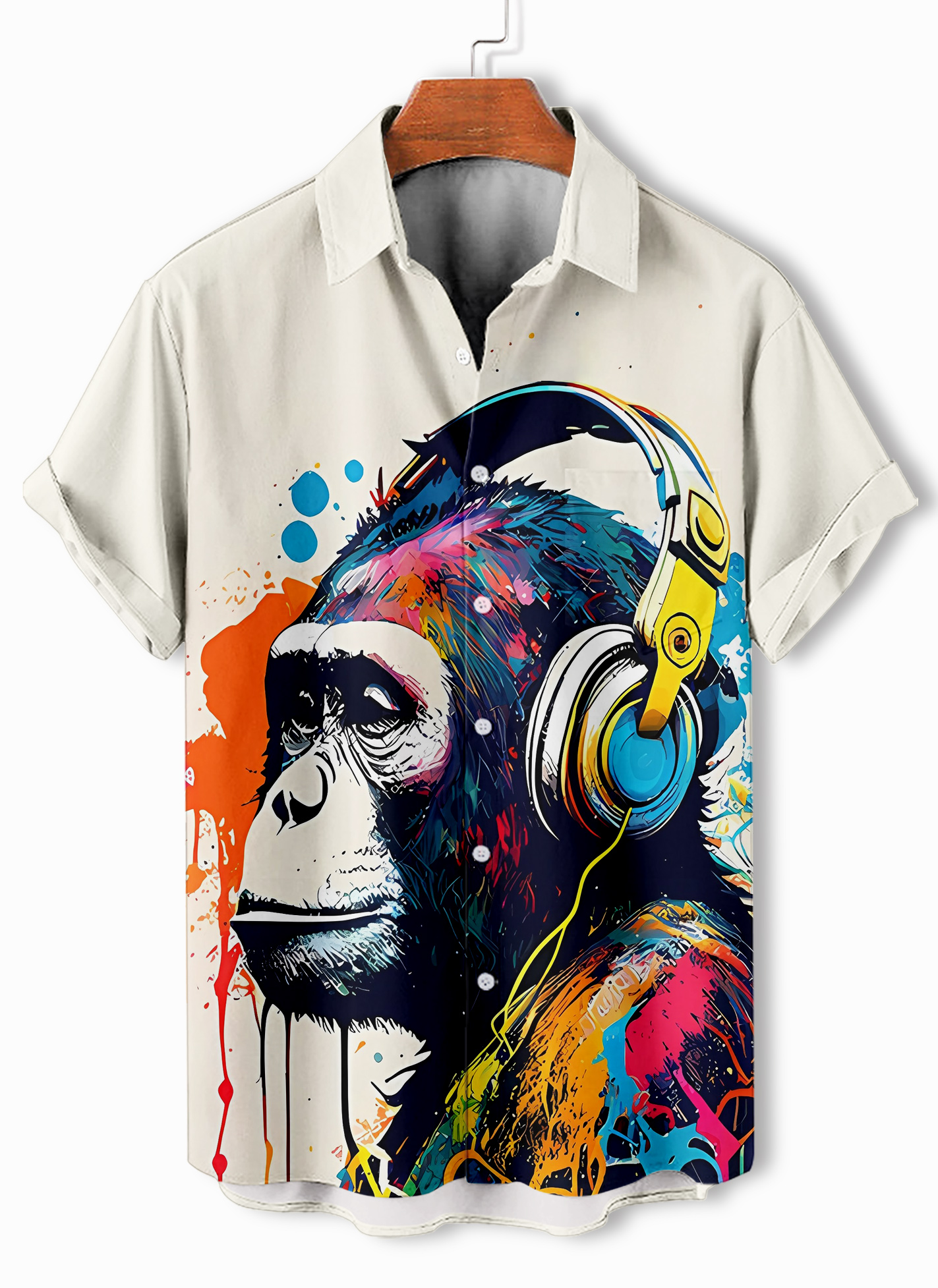 Men's Retro Fun Animal Orangutan Graphic Short Sleeve Shirt