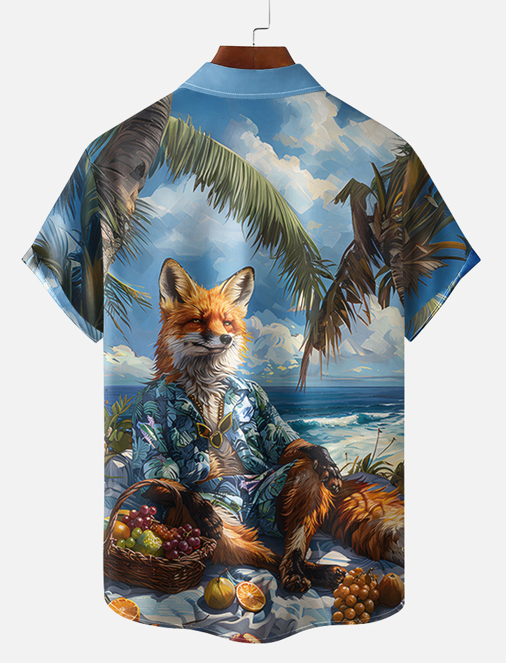 Hawaiian animal print short sleeve shirt