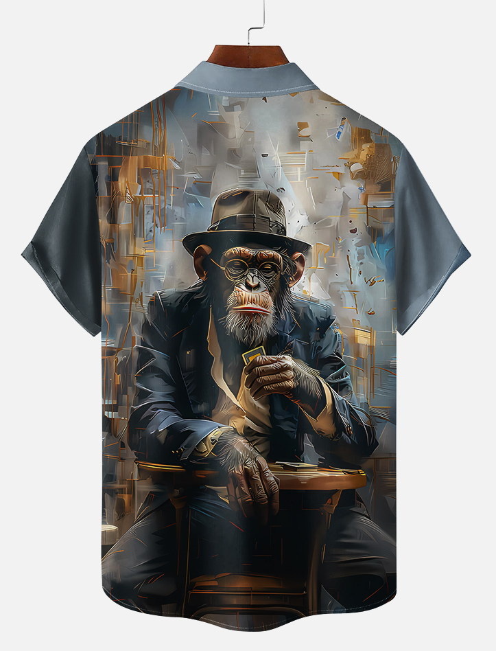 vintage animal print short sleeve shirt