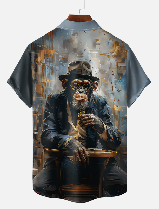 vintage animal print short sleeve shirt