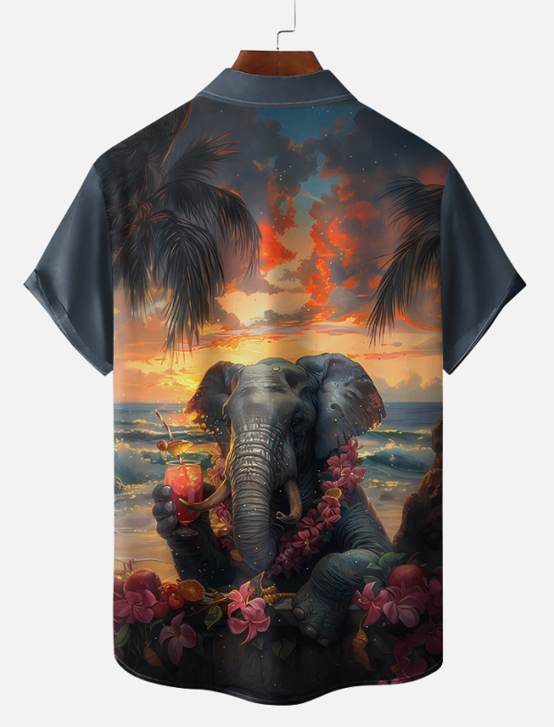 Hawaii Fashion Animal Graphic Short Sleeve Shirt