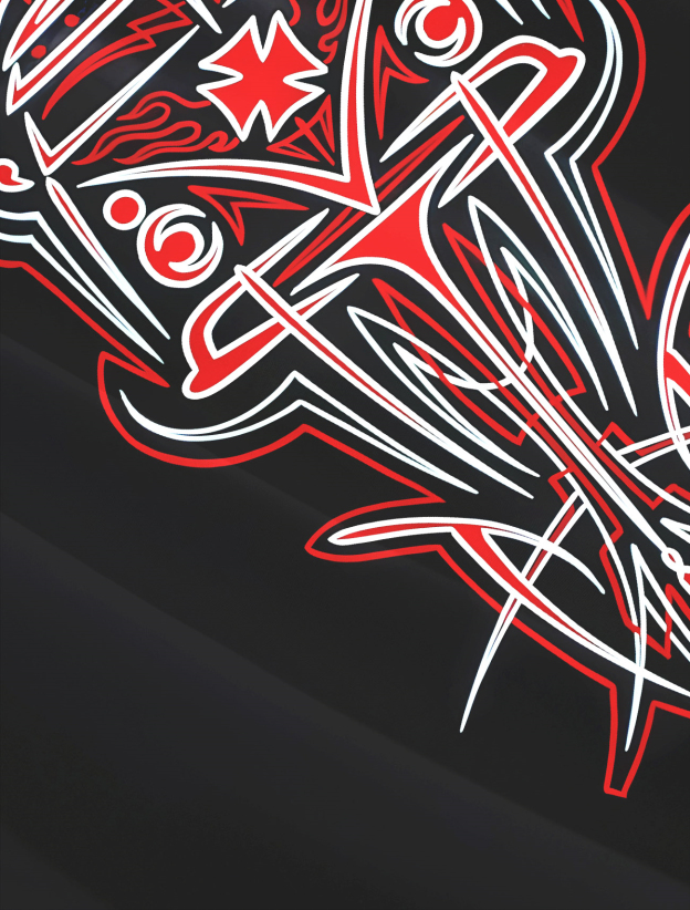 Men's cartoon racing stripe element short-sleeved shirt