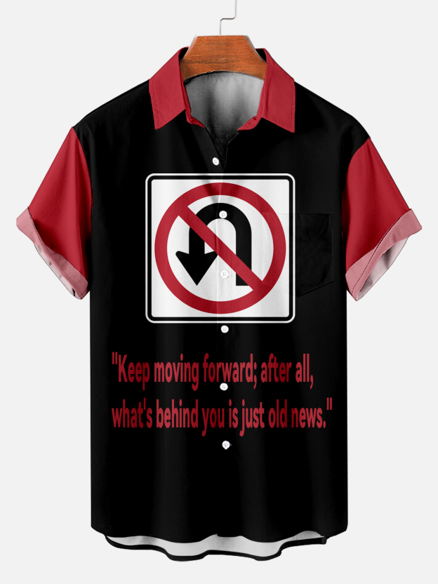 Men's Fun Slogan Graphic Contrast Short Sleeve Shirt