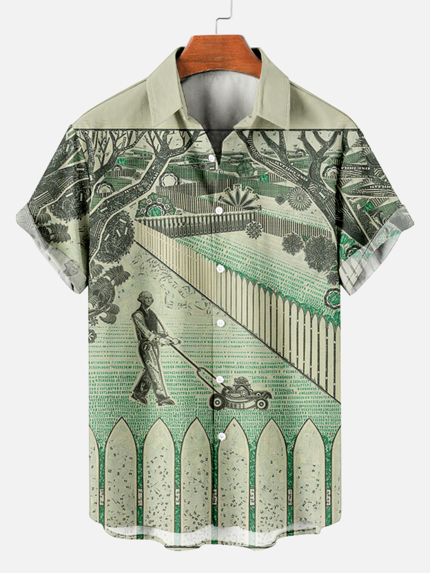 Men's Dollar Pattern Art Short Sleeve Shirt