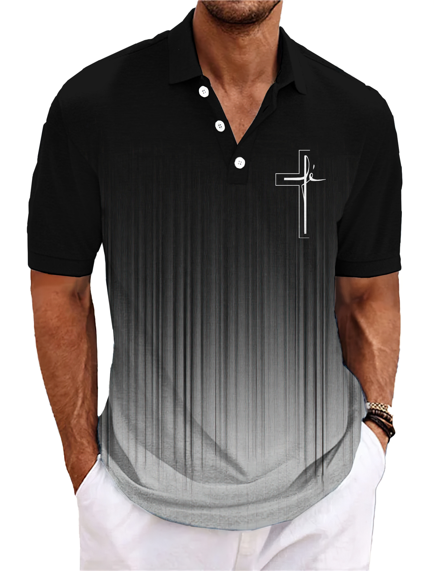 Men's Golf Casual Jesus Graphic Short Sleeve Polo Shirt
