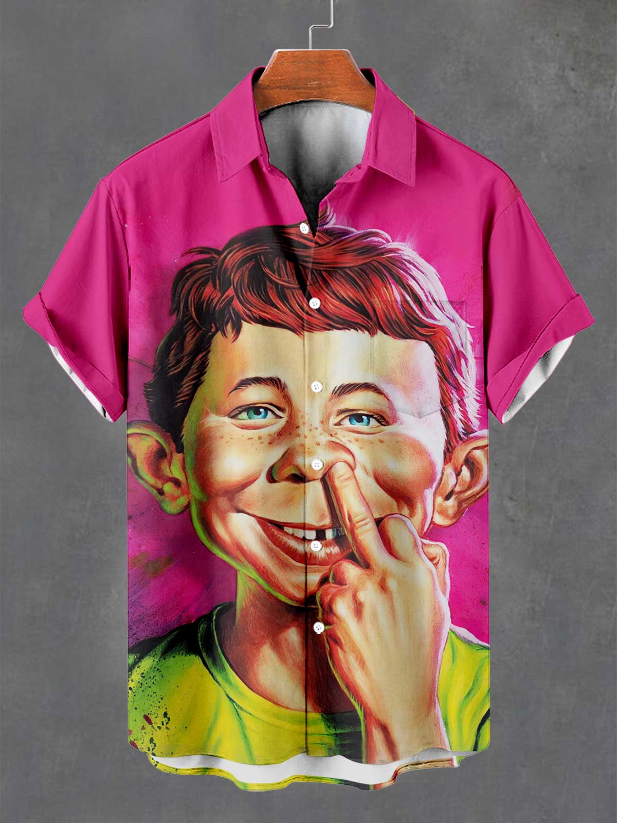 Men's Retro Anime Illustration Short Sleeve Shirt
