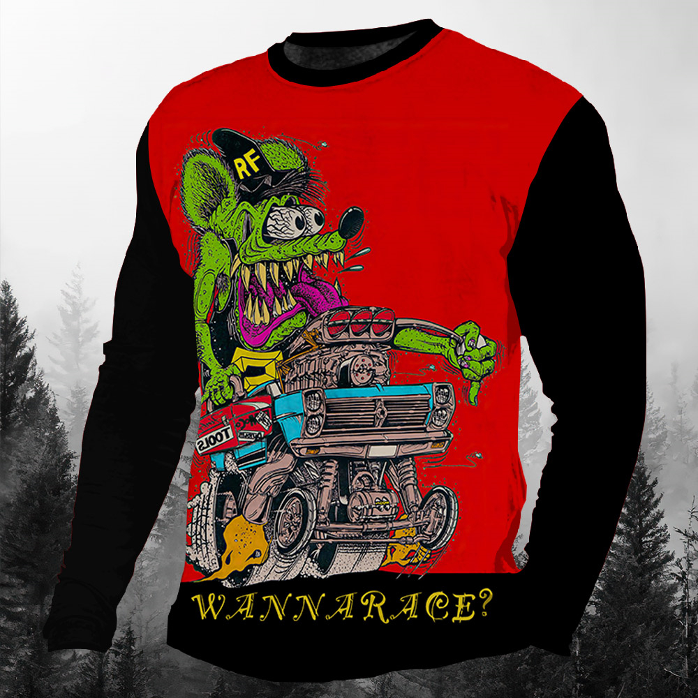 Men's Casual Cartoon Graphic Long Sleeve T-Shirt