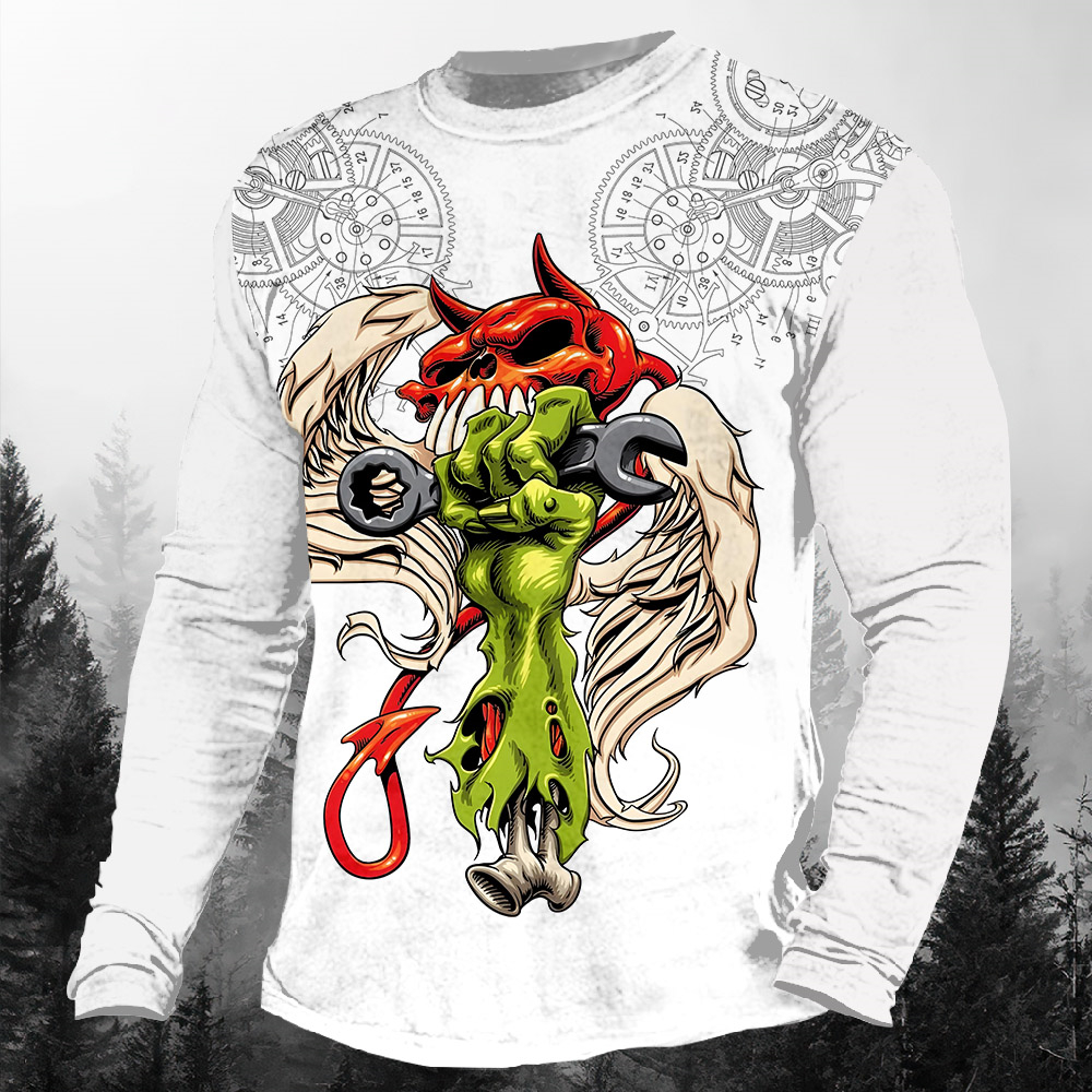 Men's Casual Cartoon Graphic Long Sleeve T-Shirt