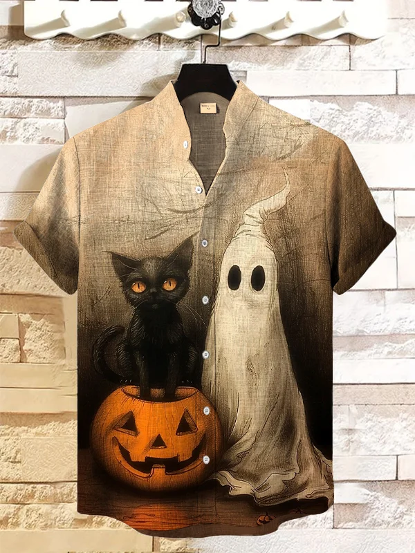 Men's Retro Halloween Short Sleeve Shirt