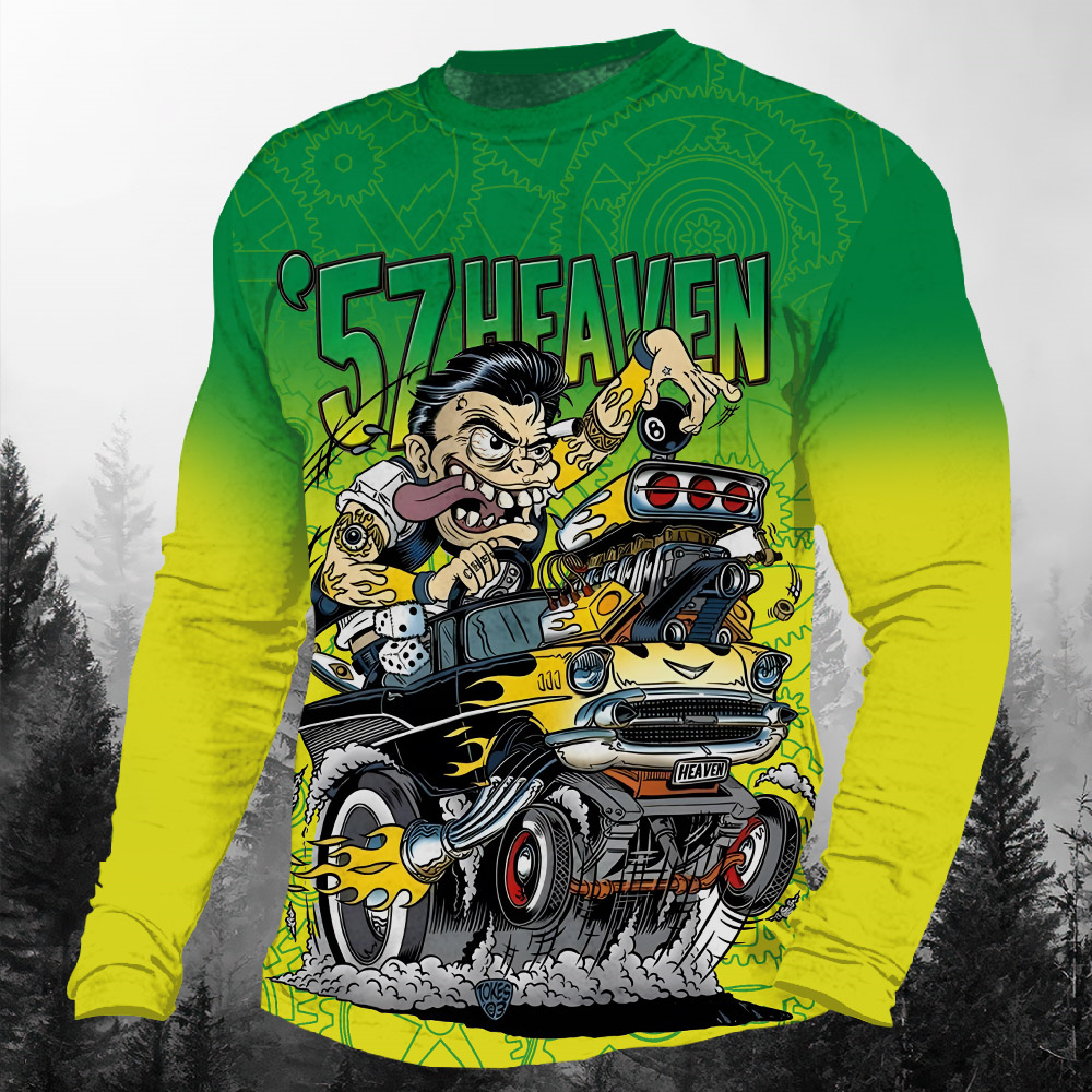 Men's Casual Cartoon Graphic Long Sleeve T-Shirt