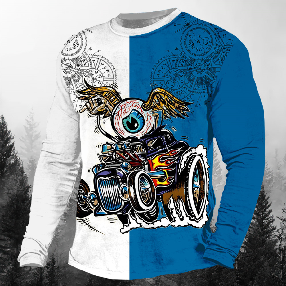Men's Casual Cartoon Graphic Long Sleeve T-Shirt