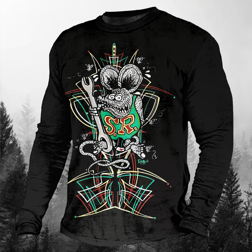 Men's Casual Cartoon Graphic Long Sleeve T-Shirt