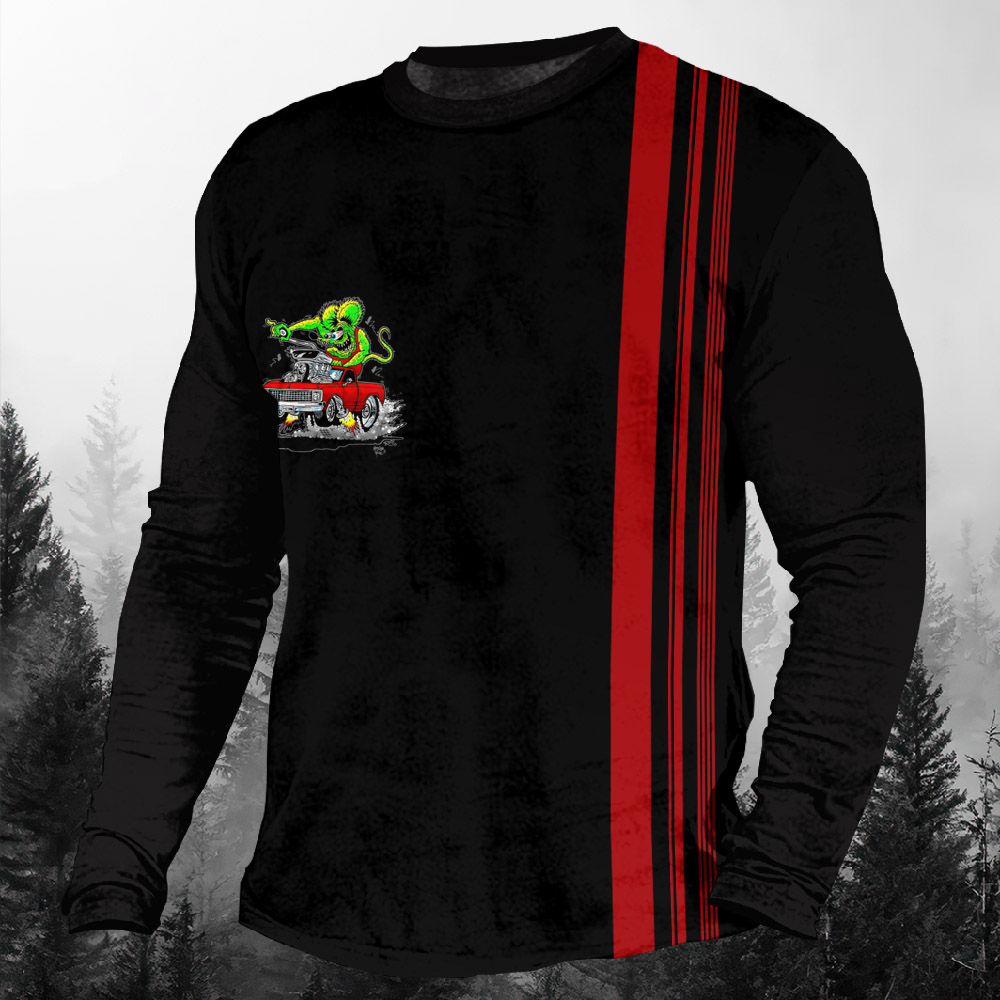 Men's Casual Cartoon Graphic Long Sleeve T-Shirt