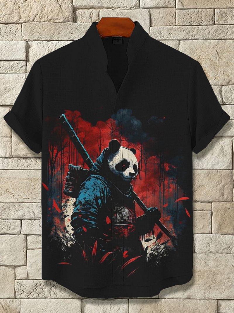 Men's Japanese Art Pattern Short Sleeve Shirt