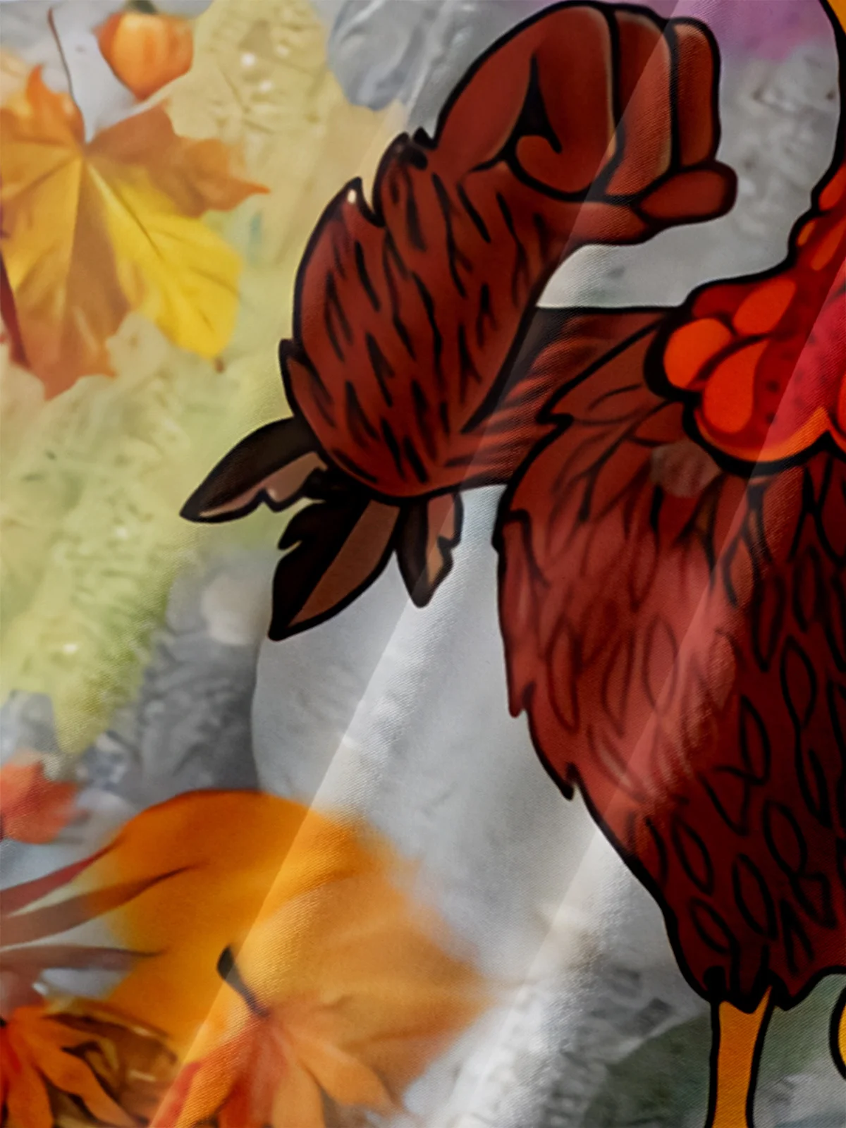 Men's Turkey Thanks Giving Day Print Lapel Short Sleeve Shirt