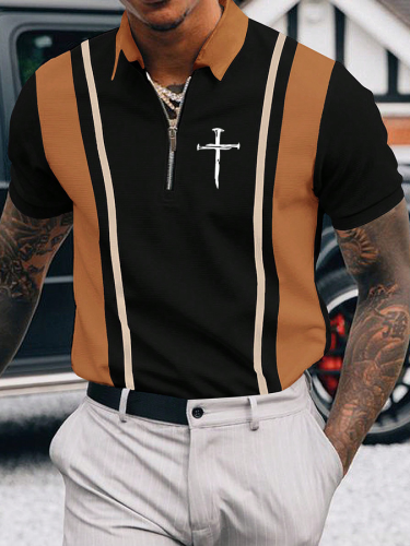 Men's faith cross graphic short-sleeved polo