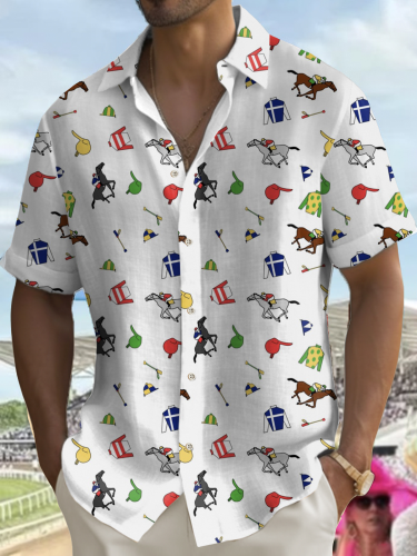 Men's Horse Racing Graphic Short Sleeve Shirt